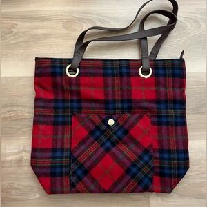 Talbots Wool Plaid Tote Purse